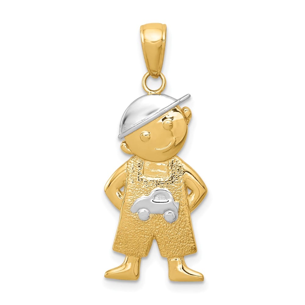 10K Yellow Gold Solid Polished Large Boy with Hands in Pockets Pendant