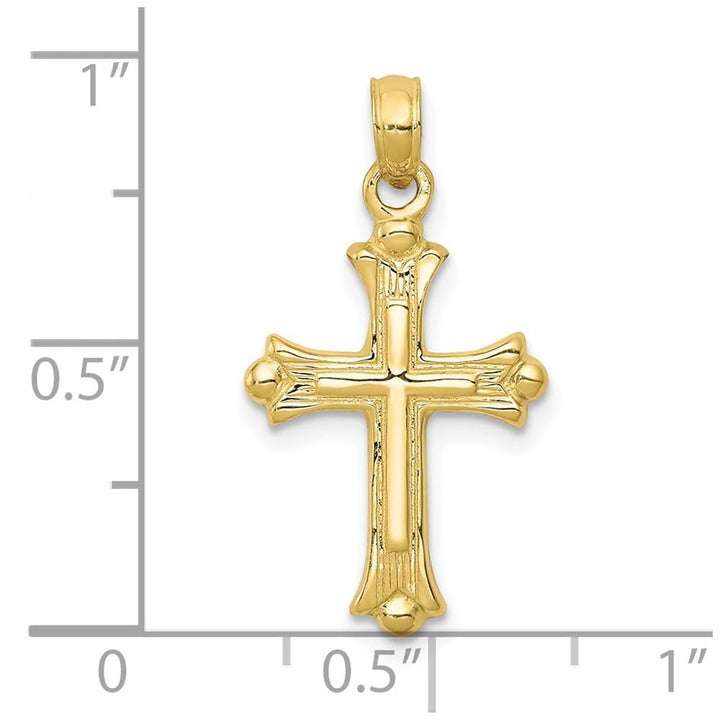 10K Yellow Gold Solid Polished Large Budded Cross Charm