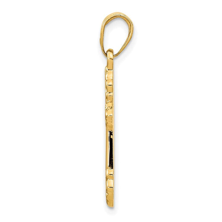 10K Yellow Gold Solid Polished Large Budded Cross Pendant