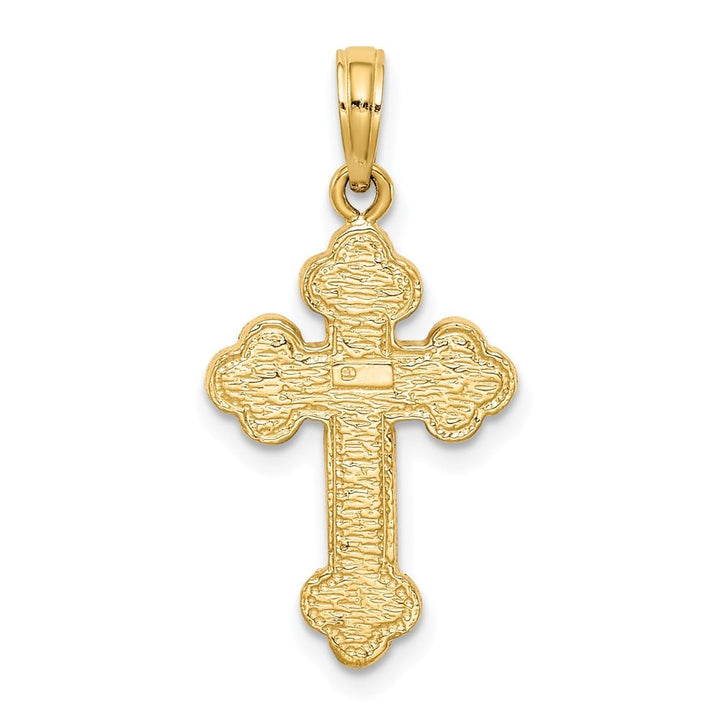 10K Yellow Gold Solid Polished Large Budded Cross Pendant