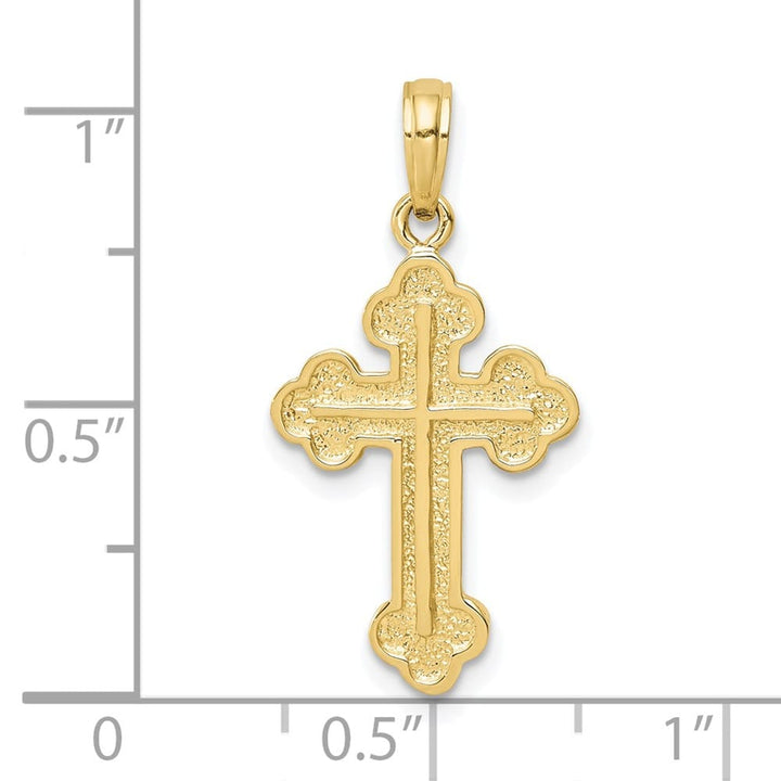 10K Yellow Gold Solid Polished Large Budded Cross Pendant