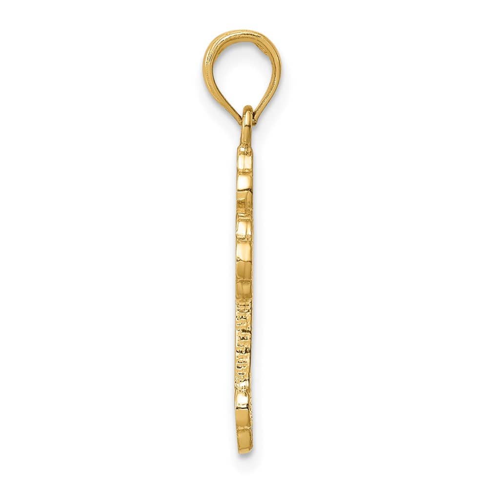 10K Yellow Gold Solid Polished Large Budded Cross Pendant
