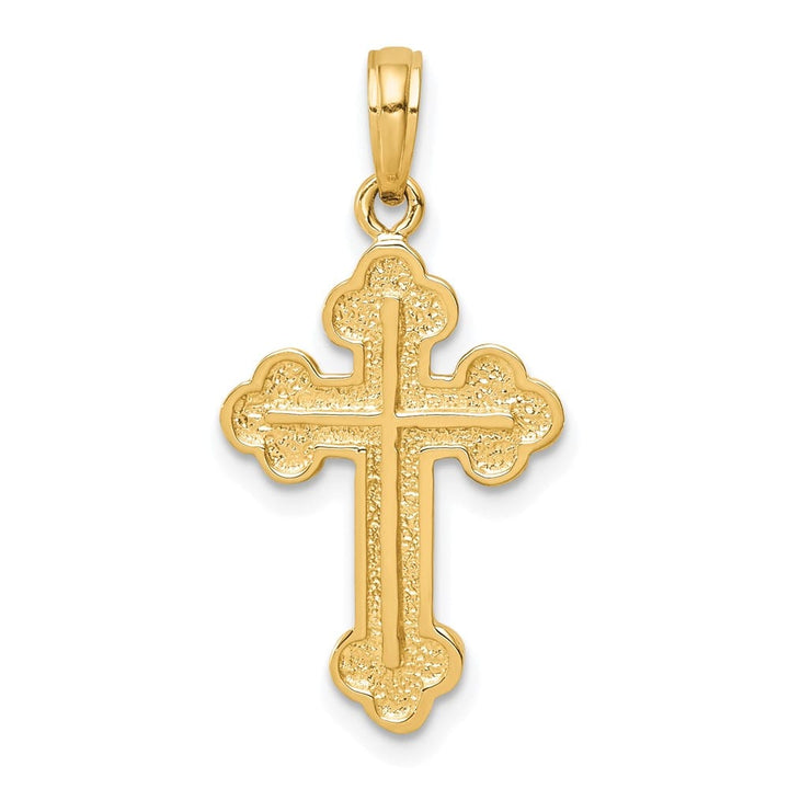 10K Yellow Gold Solid Polished Large Budded Cross Pendant