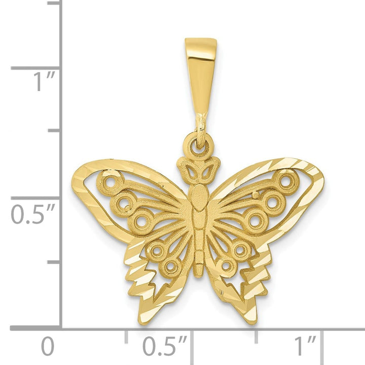 10K Yellow Gold Solid Polished Large Butterfly Charm