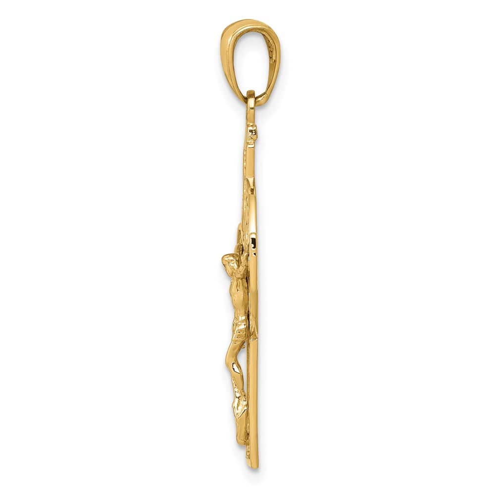 10K Yellow Gold Solid Polished Large Celtic Crucifix Pendant