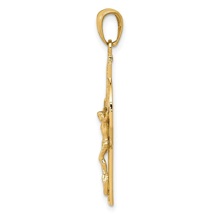 10K Yellow Gold Solid Polished Large Celtic Crucifix Pendant
