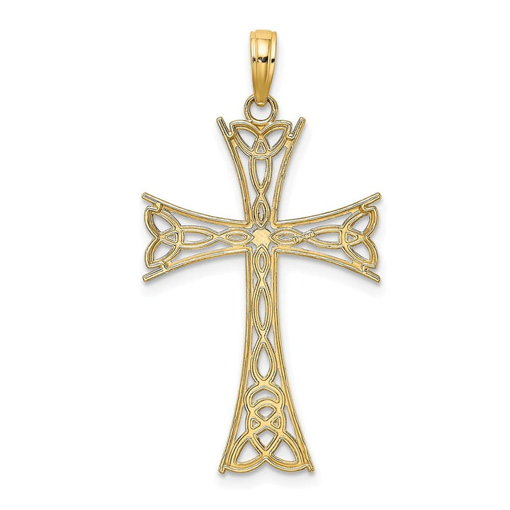 10K Yellow Gold Solid Polished Large Celtic Knot Cross Charm