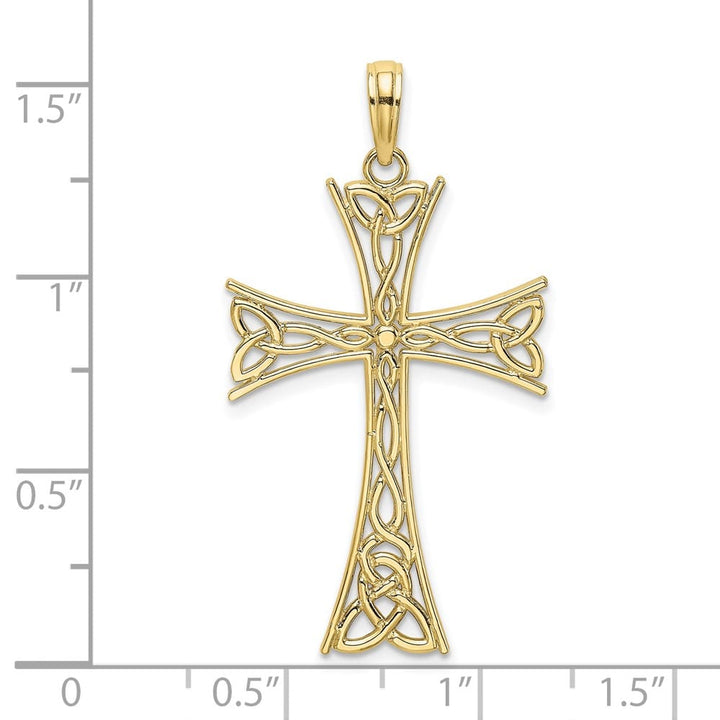 10K Yellow Gold Solid Polished Large Celtic Knot Cross Charm