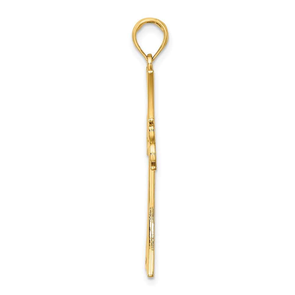 10K Yellow Gold Solid Polished Large Celtic Knot Cross Charm