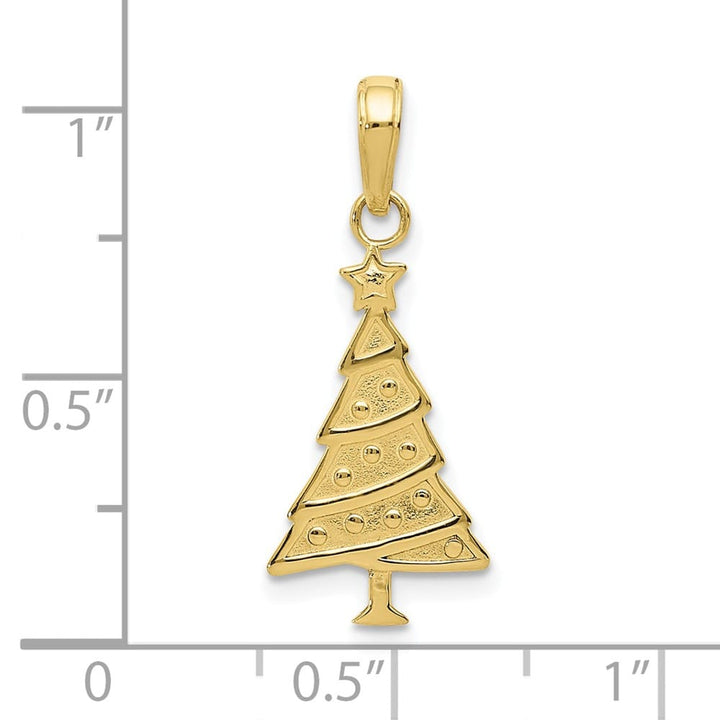 10K Yellow Gold Solid Polished Large Christmas Tree Pendant