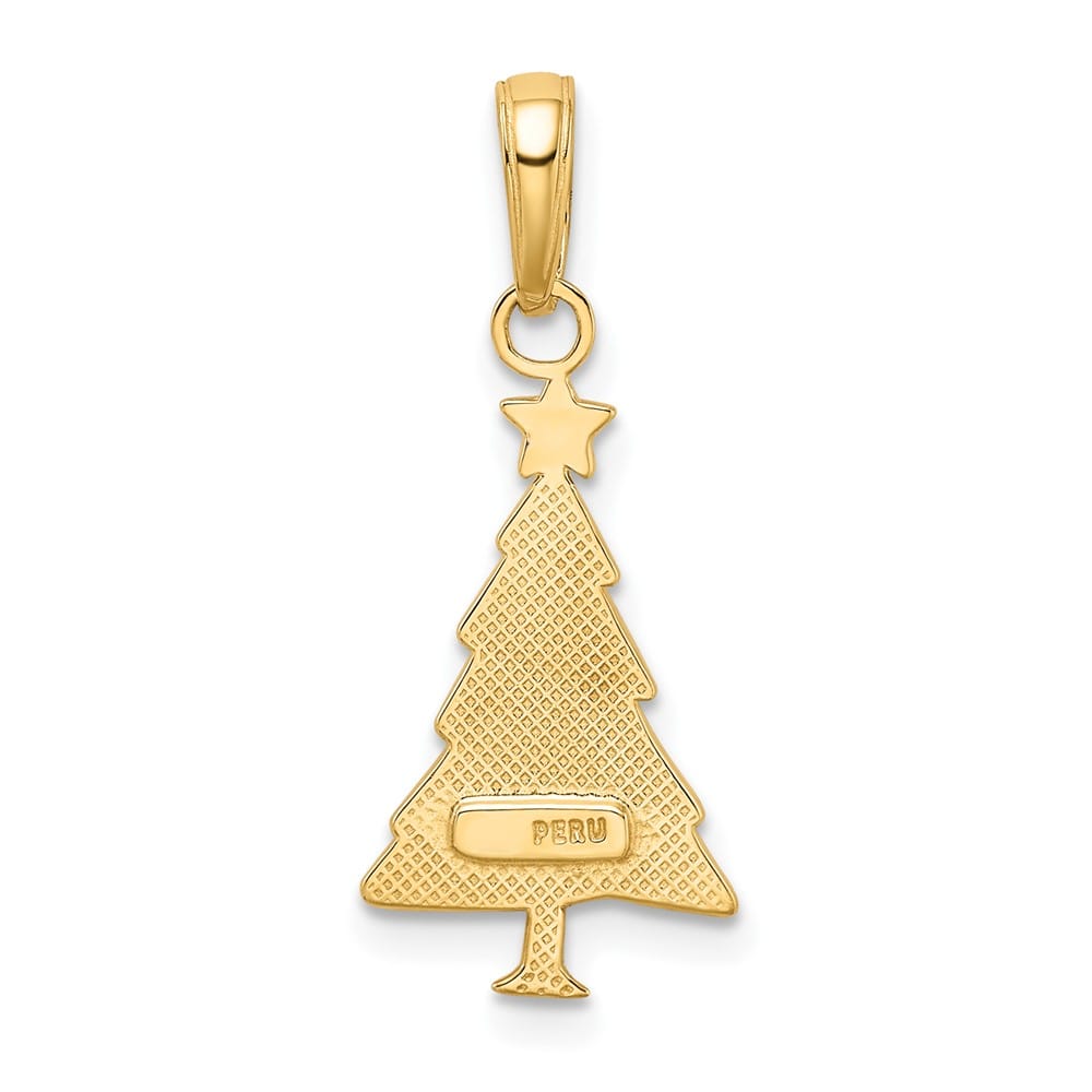 10K Yellow Gold Solid Polished Large Christmas Tree Pendant