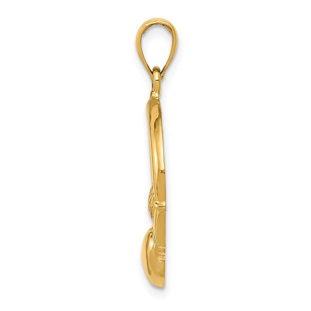 10K Yellow Gold Solid Polished Large Claddagh Pendant