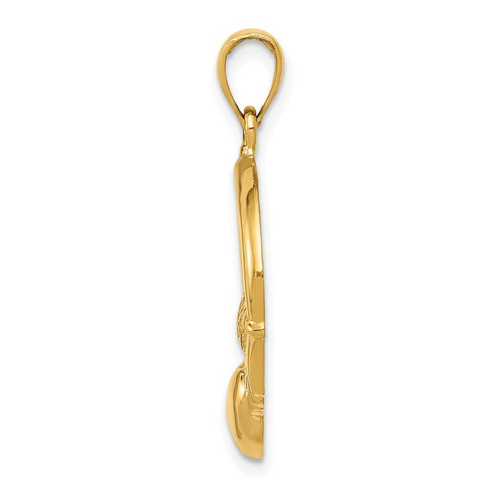 10K Yellow Gold Solid Polished Large Claddagh Pendant