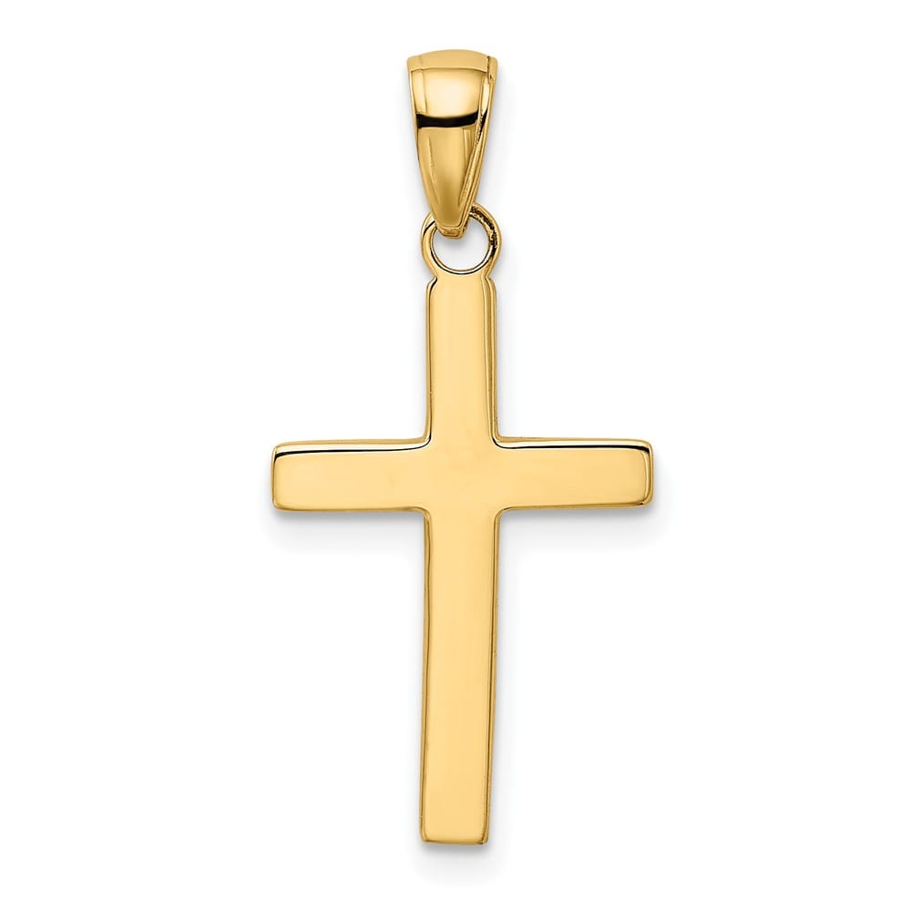 10K Yellow Gold Solid Polished Large Cross Pendant