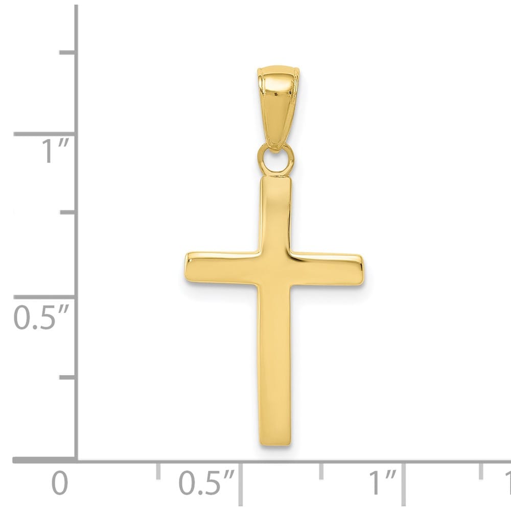 10K Yellow Gold Solid Polished Large Cross Pendant