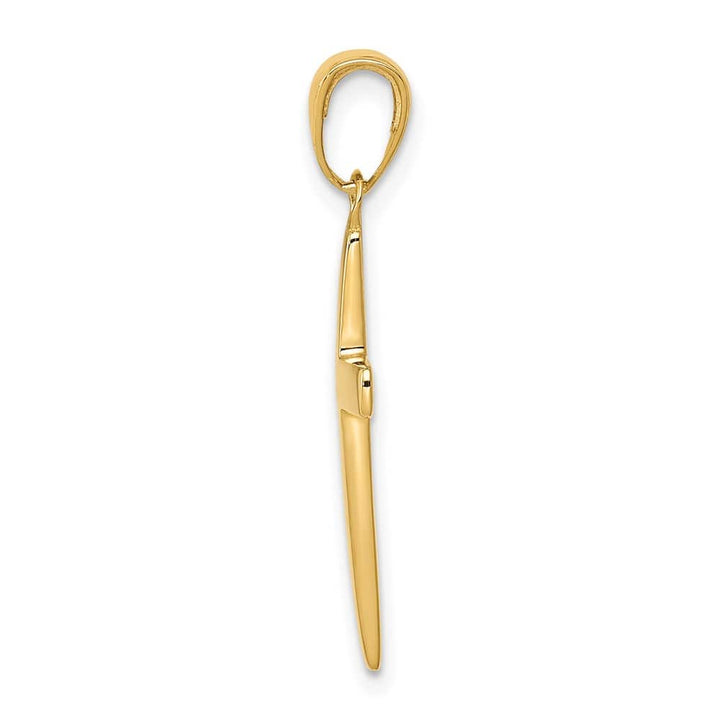 10K Yellow Gold Solid Polished Large Cross Pendant