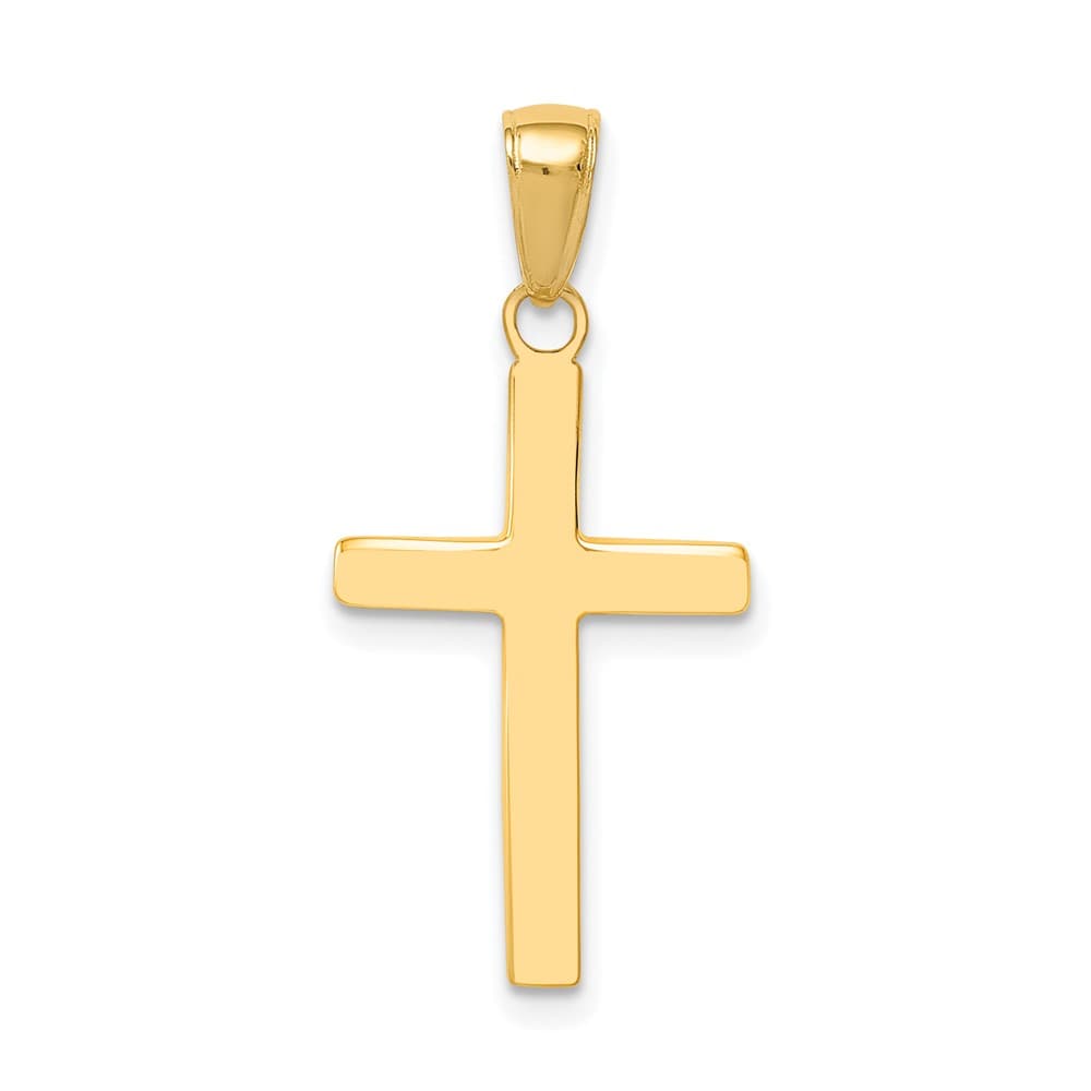 10K Yellow Gold Solid Polished Large Cross Pendant