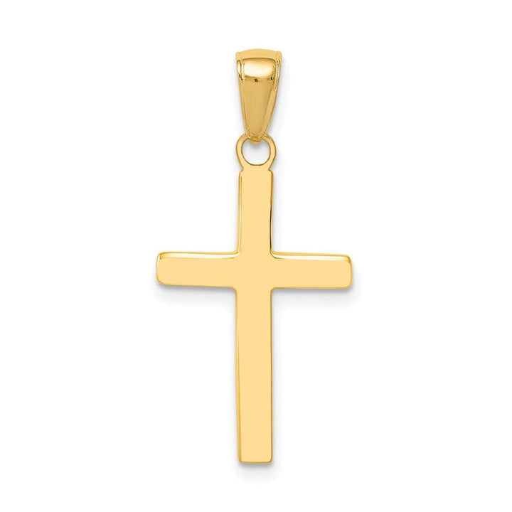 10K Yellow Gold Solid Polished Large Cross Pendant