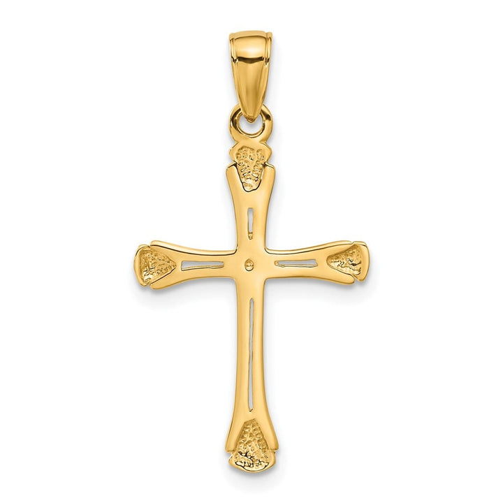 10K Yellow Gold Solid Polished Large Cross with Triangle Tips Pendant