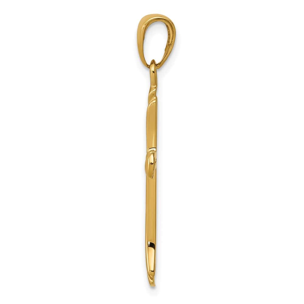 10K Yellow Gold Solid Polished Large Cross with Triangle Tips Pendant