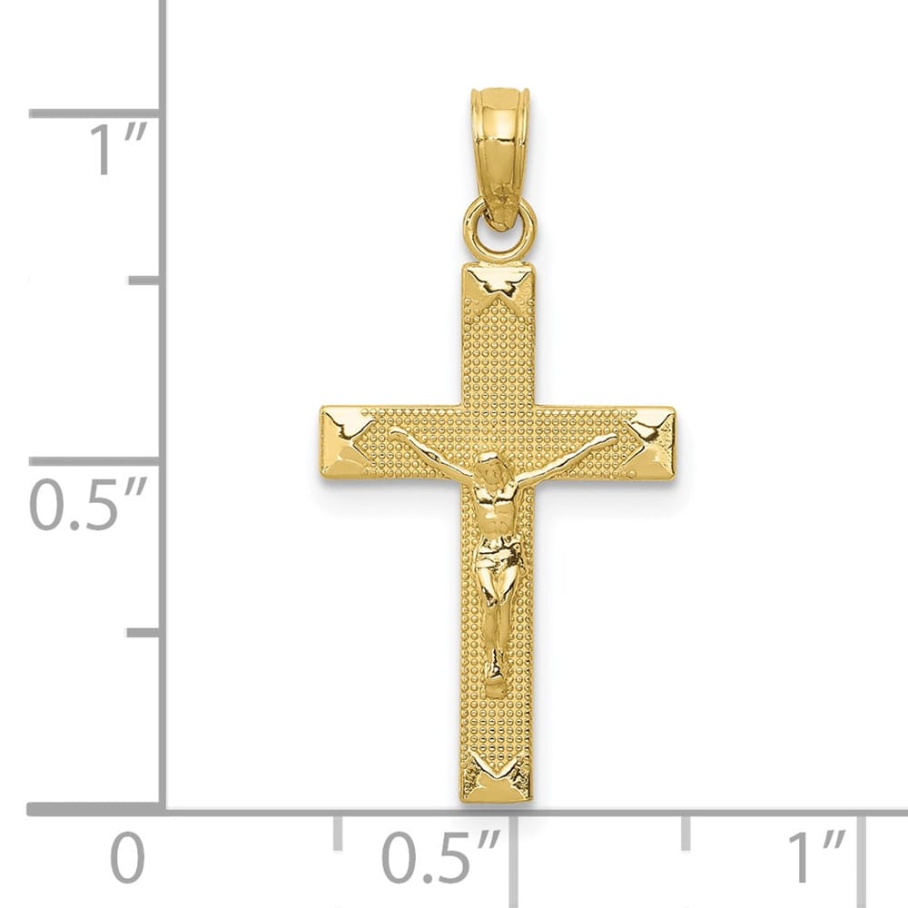 10K Yellow Gold Solid Polished Large Crucifix Pendant