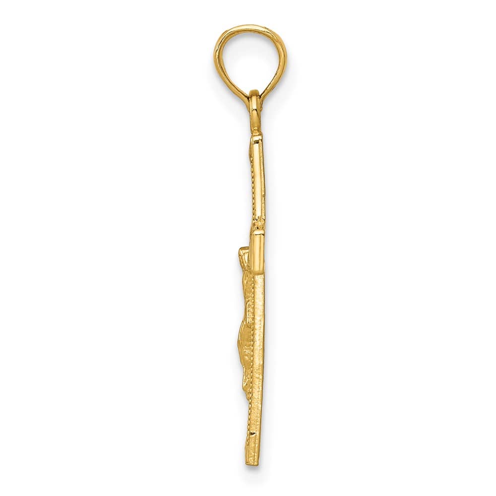 10K Yellow Gold Solid Polished Large Crucifix Pendant