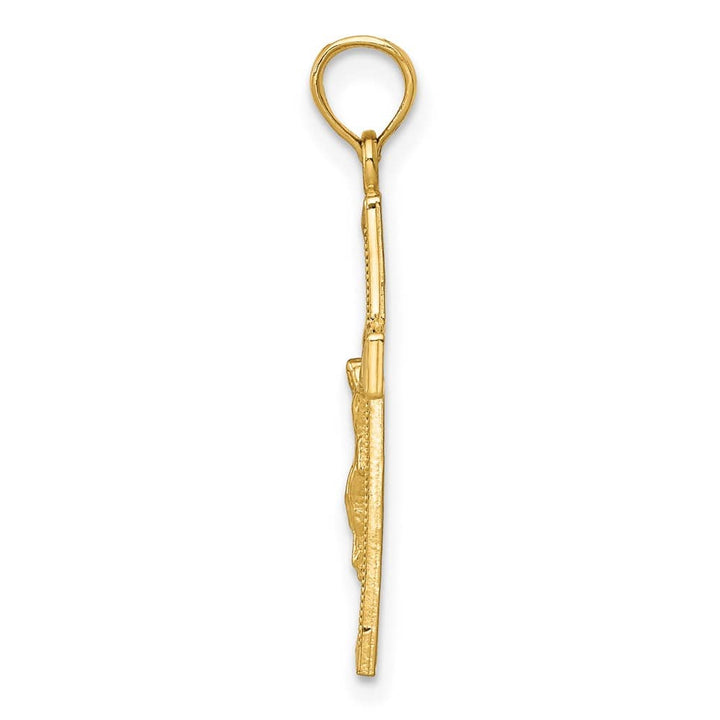 10K Yellow Gold Solid Polished Large Crucifix Pendant