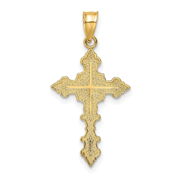 10K Yellow Gold Solid Polished Large Crucifix with Fancy Edges Charm