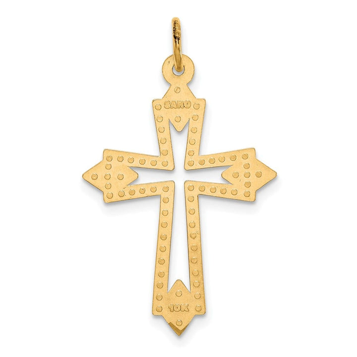 10K Yellow Gold Solid Polished Large Cut-out Passion Cross Charm