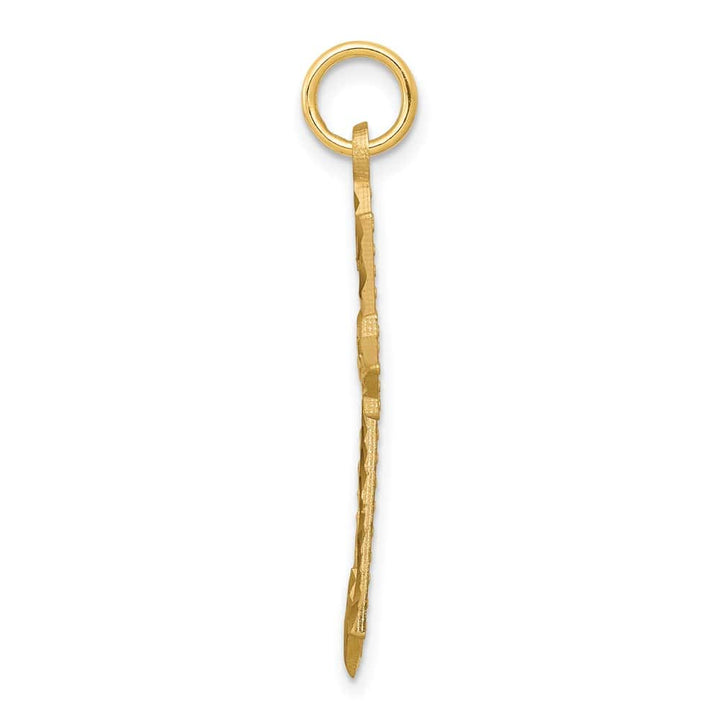 10K Yellow Gold Solid Polished Large Cut-out Passion Cross Charm