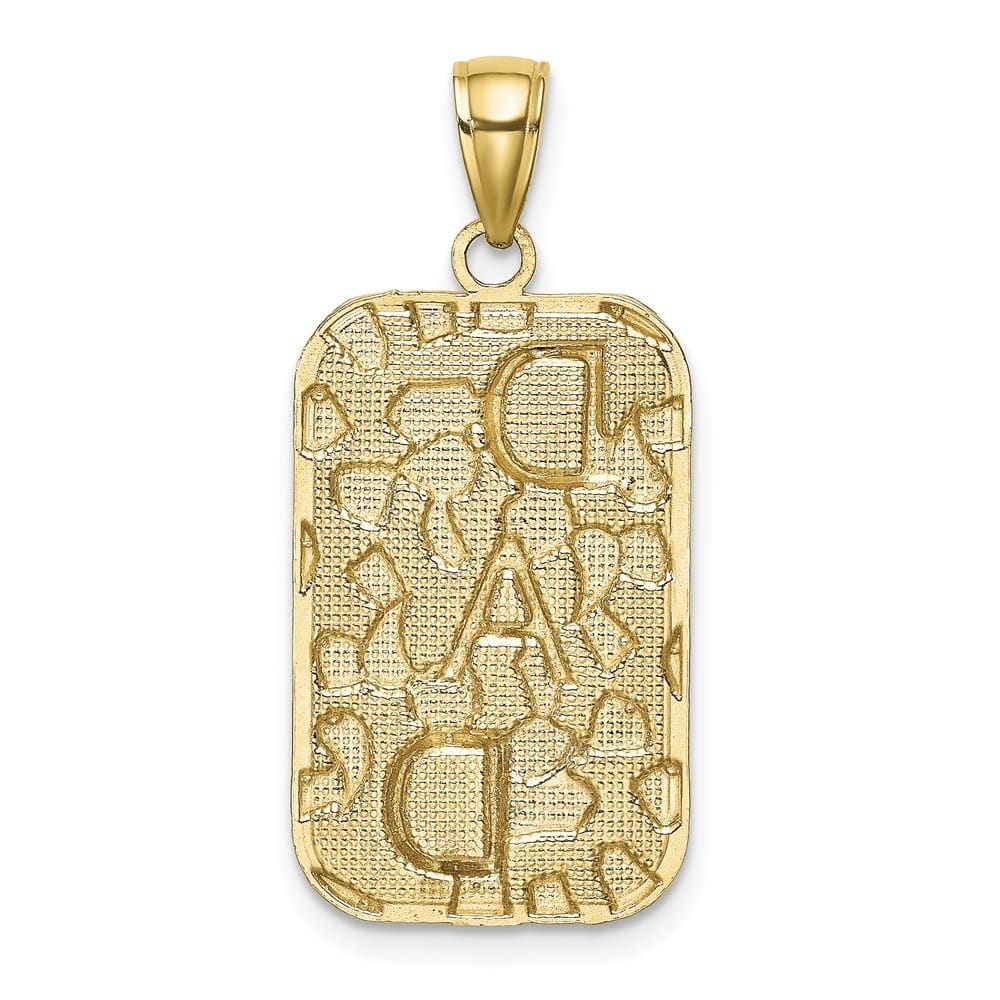 10K Yellow Gold Solid Polished Large DAD Gold Nugget Dog Tag Pendant