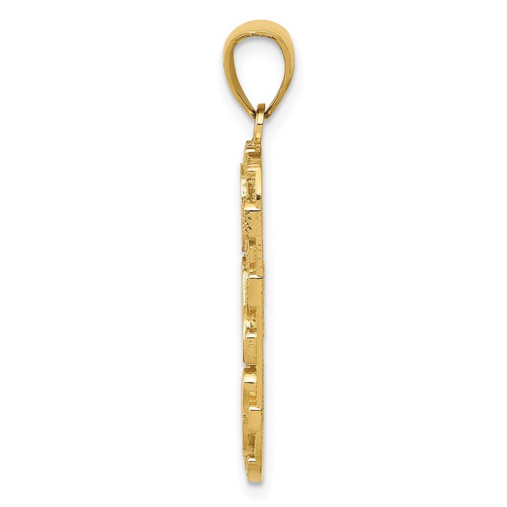 10K Yellow Gold Solid Polished Large DAD Gold Nugget Dog Tag Pendant