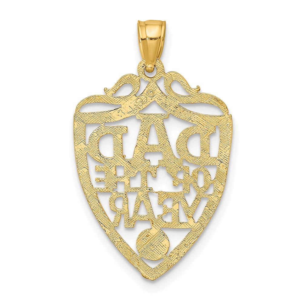 10K Yellow Gold Solid Polished Large DAD of the Year Plaque Pendant