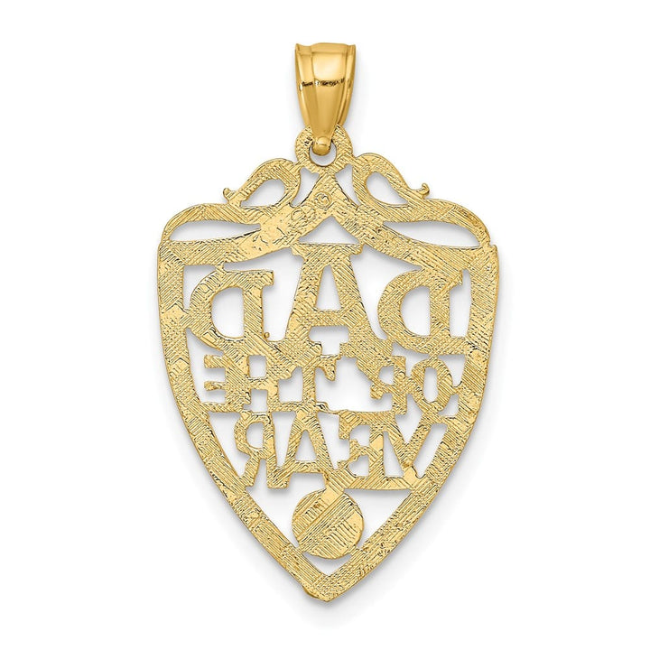10K Yellow Gold Solid Polished Large DAD of the Year Plaque Pendant