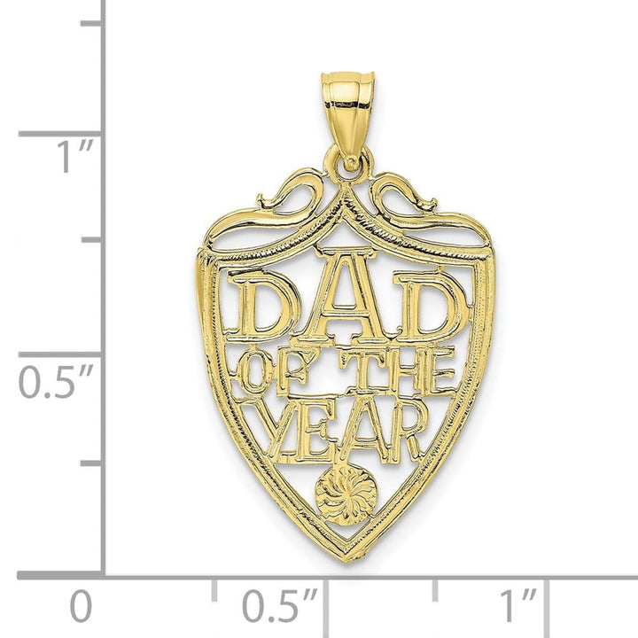 10K Yellow Gold Solid Polished Large DAD of the Year Plaque Pendant