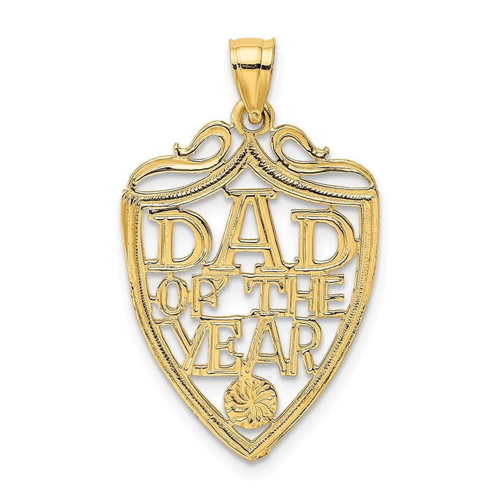 10K Yellow Gold Solid Polished Large DAD of the Year Plaque Pendant