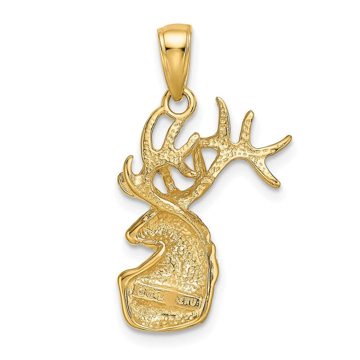 10K Yellow Gold Solid Polished Large Deer Head Charm