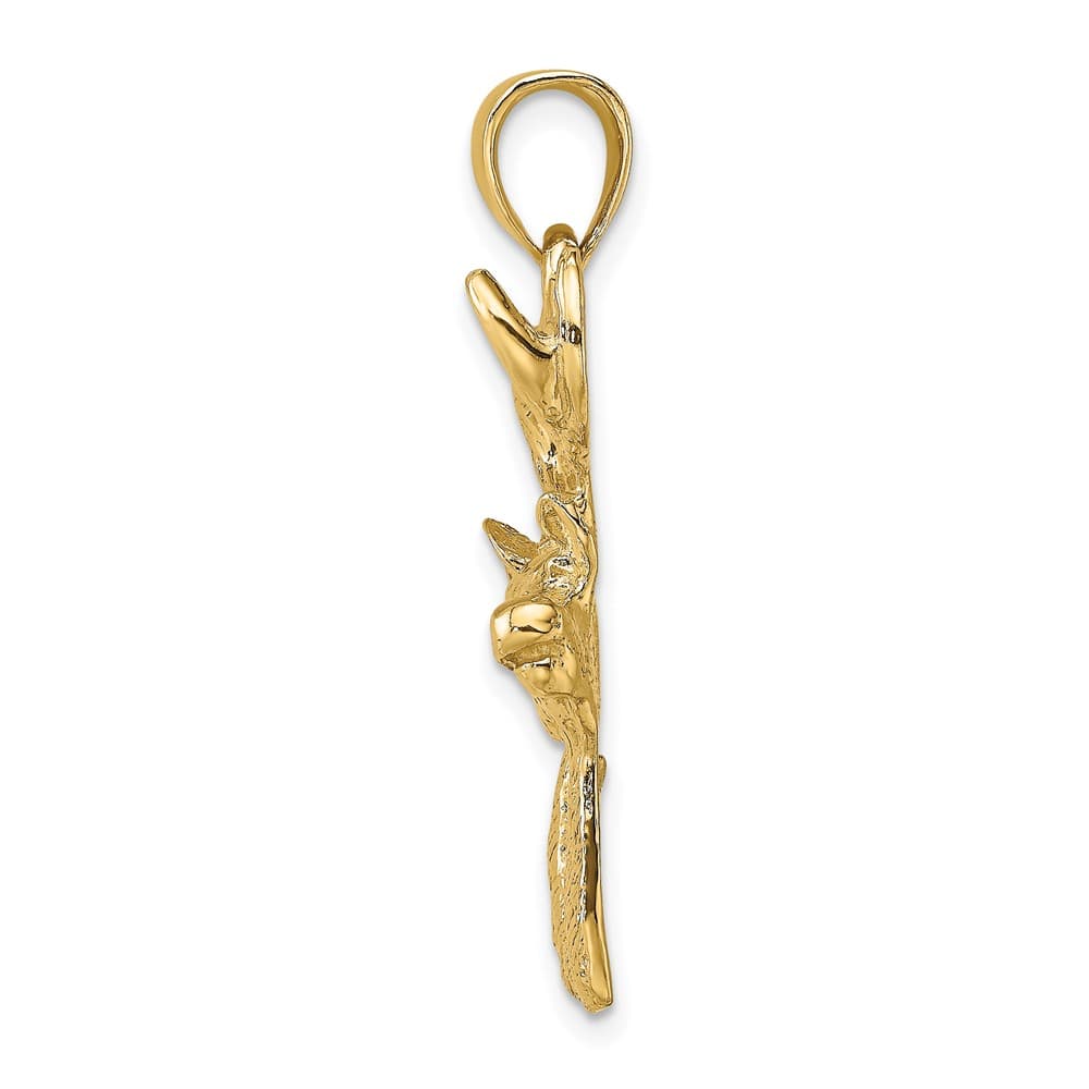 10K Yellow Gold Solid Polished Large Deer Head Profile Charm