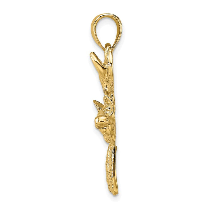10K Yellow Gold Solid Polished Large Deer Head Profile Charm