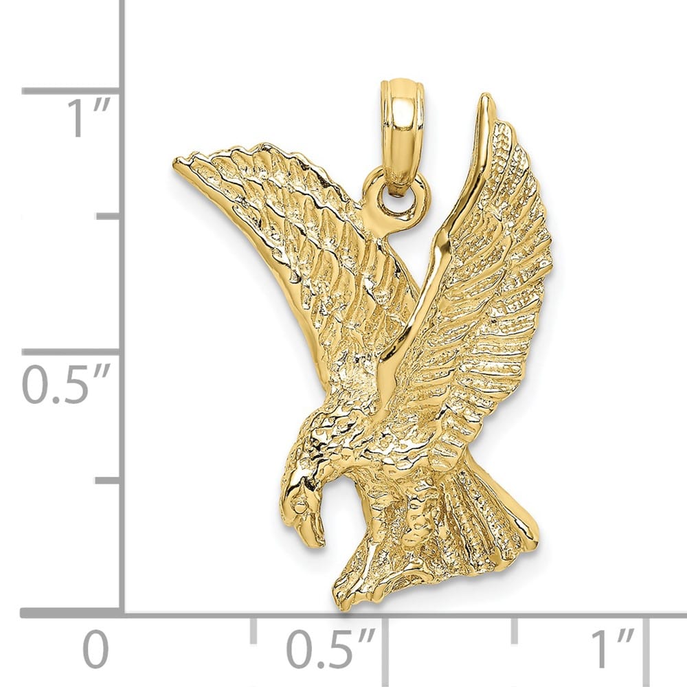 10K Yellow Gold Solid Polished Large Eagle Landing with Wings Up Charm