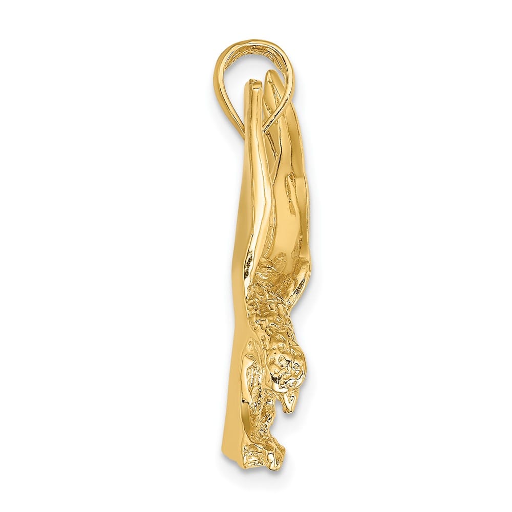 10K Yellow Gold Solid Polished Large Eagle Landing with Wings Up Charm