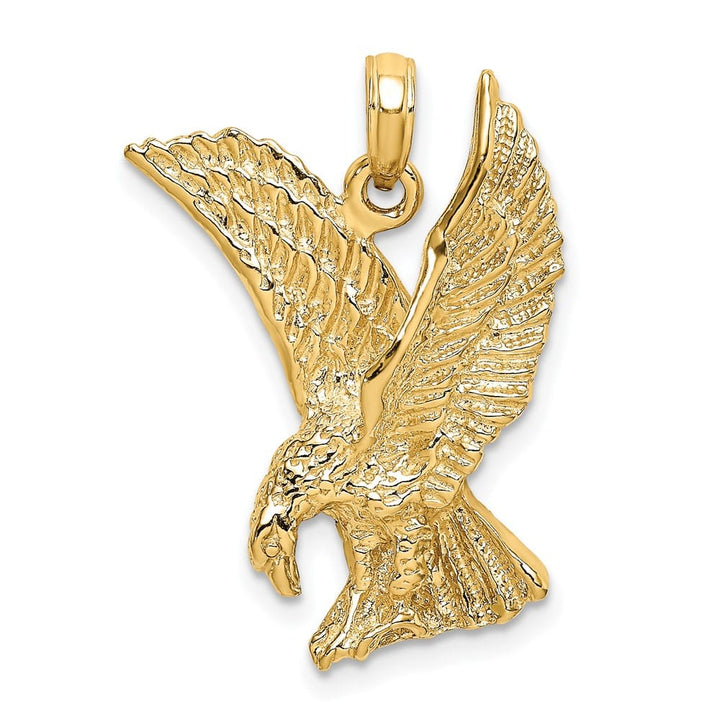 10K Yellow Gold Solid Polished Large Eagle Landing with Wings Up Charm