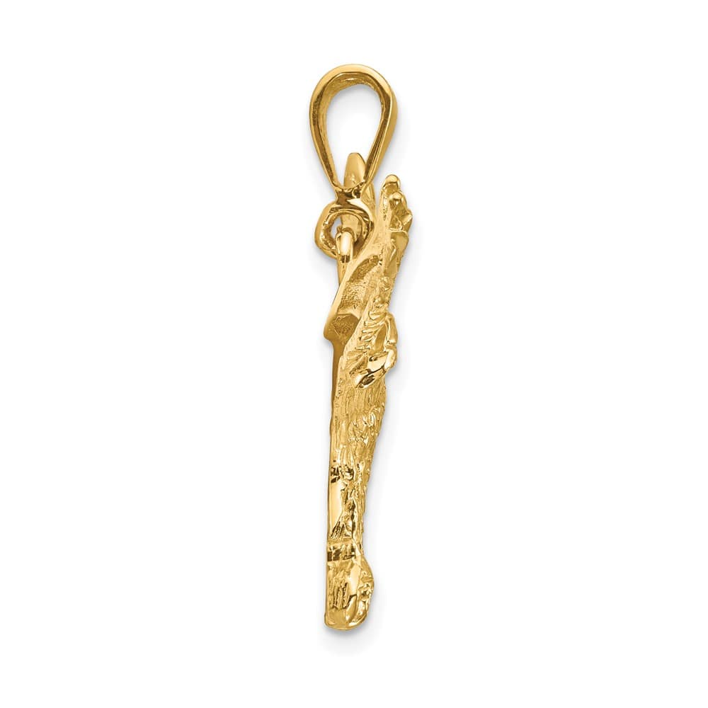 10K Yellow Gold Solid Polished Large Eagle Pendant