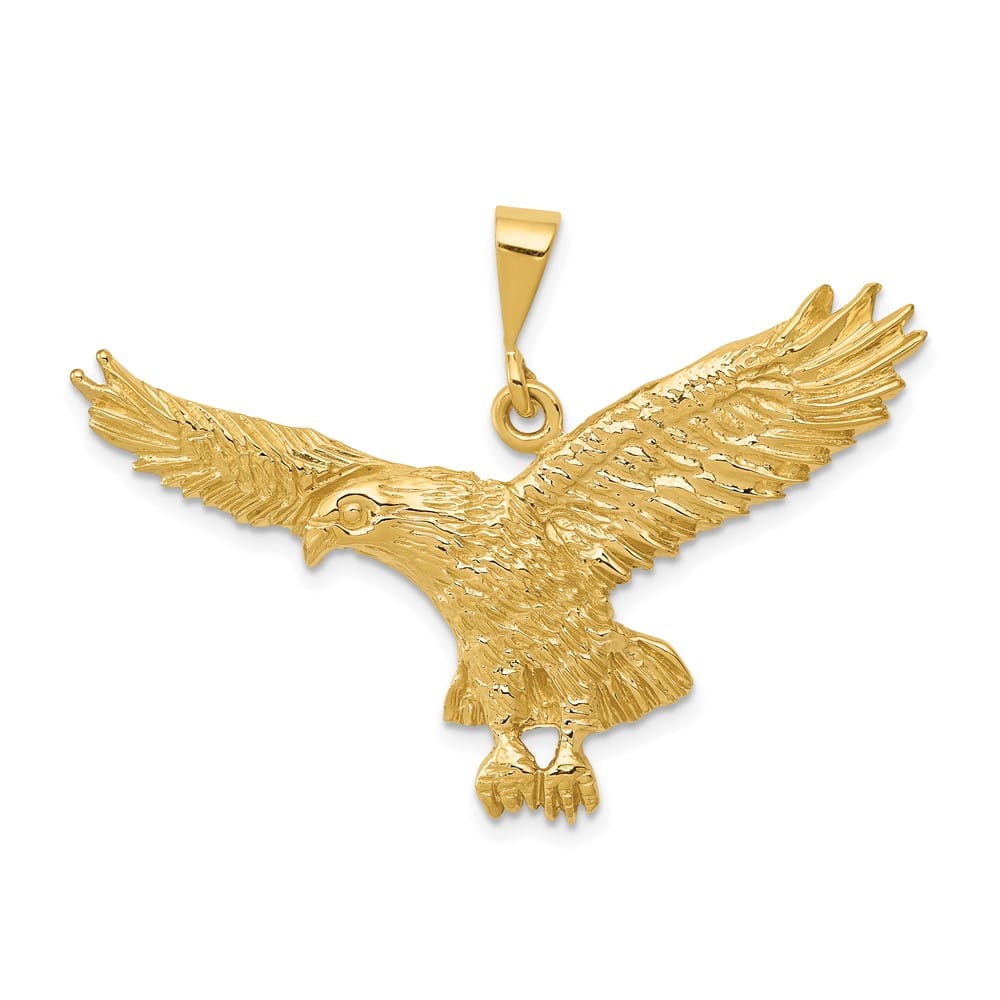 10K Yellow Gold Solid Polished Large Eagle Pendant
