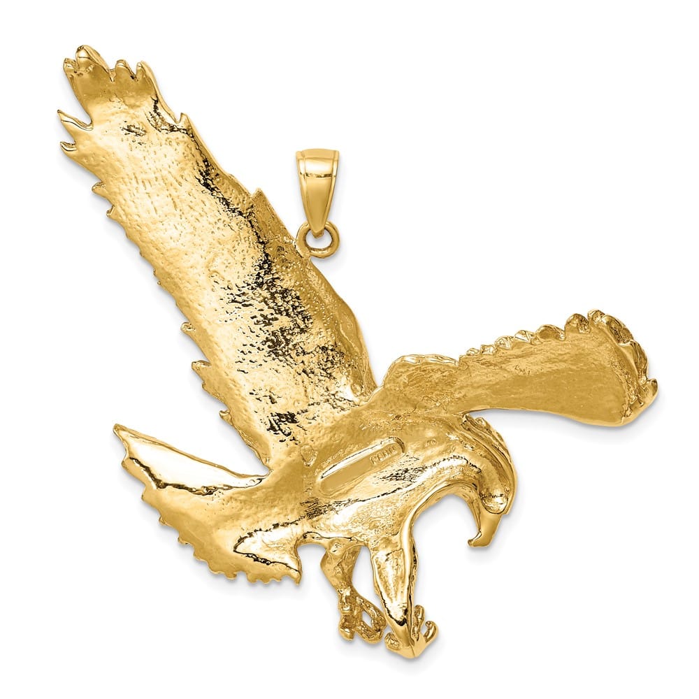 10K Yellow Gold Solid Polished Large Eagle Pendant