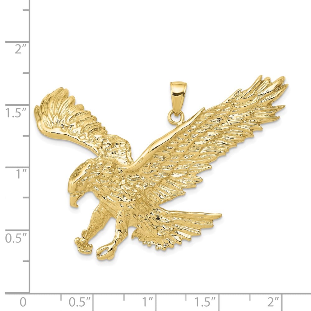 10K Yellow Gold Solid Polished Large Eagle Pendant