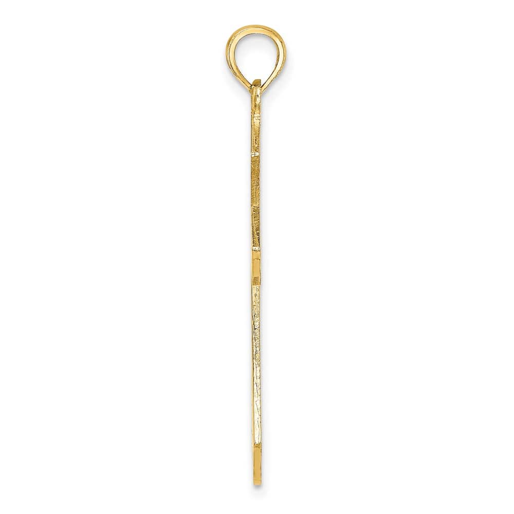 10K Yellow Gold Solid Polished Large Filigree Fleur de Lis Cross Charm