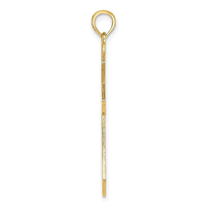 10K Yellow Gold Solid Polished Large Filigree Fleur de Lis Cross Charm