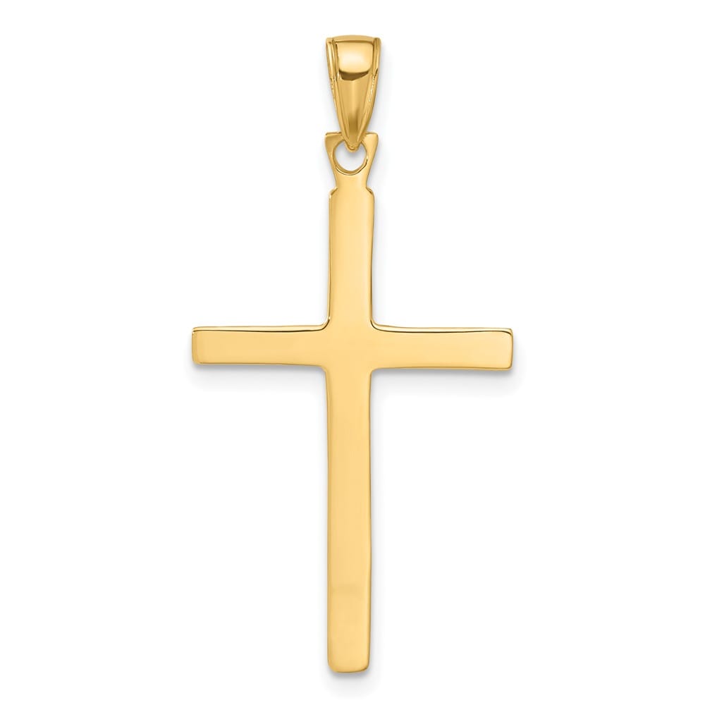10K Yellow Gold Solid Polished Large Finish Stick Latin Cross Pendant