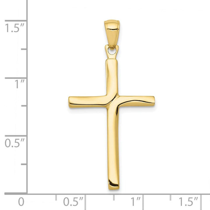 10K Yellow Gold Solid Polished Large Finish Stick Latin Cross Pendant